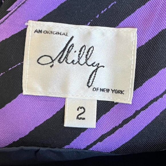 Vintage Milly Marcela black and purple silk cocktail dress size 2 - Picture 4 of 5